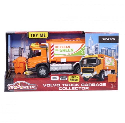 Majorette Volvo Müllwagen Spielzeugauto mit Licht und Sound 19 cm