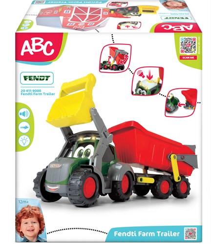 Dickie Traktor Spielzeug Fendt Bauernhof mit Anhänger Licht Sound-2