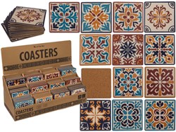 OOTB Glasuntersetzer Mosaik Kork Retro Set 12 Stück 9,5x9,5cm