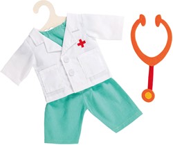 Heless 1653 - Bekleidungs-Set für Puppen, 4 teiliges Arzt-Outfit mit Hose, Hemd, Arztkittel und Stethoskop, Größe 28 - 35 cm