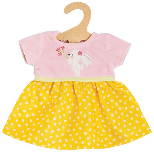 Heless Puppenkleid Bunny Lou - rosa gelbes Kleid für Babypuppen 28-35cm