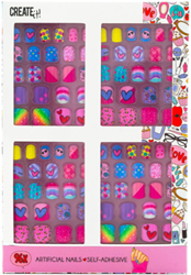 Create it! Kunstnägel Maxi Set selbstklebend 96 Stück buntes Design