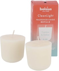 Bolsius Duftkerzen Nachfüllpack Clean Light Zypresse & Amber 2 Stück