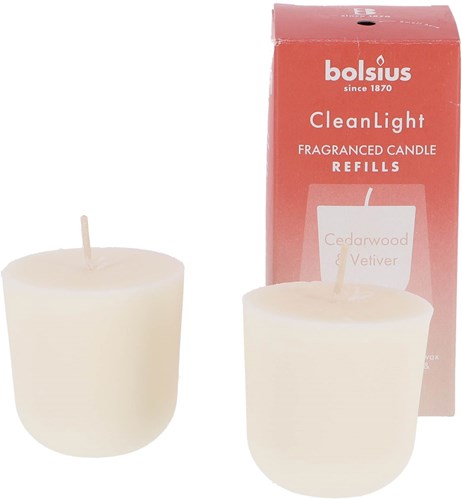 Bolsius Duftkerzen-Nachfüllpack Clean Light 2 Stück Cedarwood & Vetiver-3