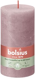 Bolsius rustikale Stumpenkerze Ash Rose 13 cm - lange Brenndauer Kerze