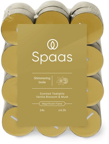 Spaas Duft-Teelichter Shimmering Smile 24 Stück - lange Brenndauer