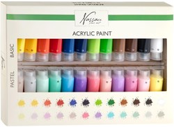 Acrylfarben Set 24 Farben Basis und Pastell 22ml Hobbyfarbe Malen