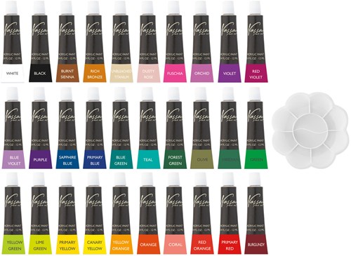 Acrylfarben Set Malen Nassau 30 Farben mit Palette kreativ-2