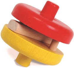 nic Rasselscheibe Spielzeug rot gelb - Baby Rassel Holz Disk