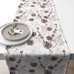 Ambiente Tischläufer Baumwolle Weihnachten Pine cones weiß 40x150 cm Dekoration