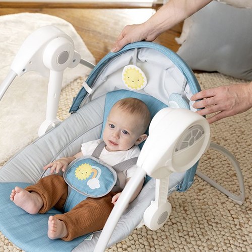 Ingenuity Babyschaukel mit Sonnendach - tragbare blaue Babywippe