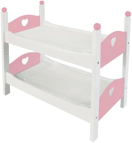Angel Sports Puppen Etagenbett Holz weiß rosa Babypuppe Spielzeug