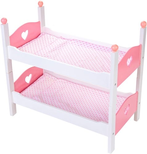 Angel Sports Puppen Etagenbett Holz weiß rosa Babypuppe Spielzeug-3