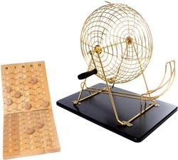 Metall Bingo Spiel Set mit Holzkugeln und Kontrollbrett