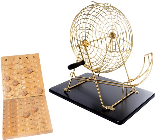 Metall Bingo Spiel Set mit Holzkugeln und Kontrollbrett