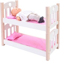 Angel Sports Puppen Etagenbett Holz rosa weiß - Puppenbett Spielzeug