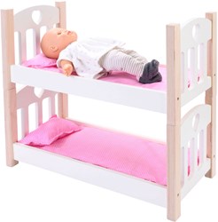 Angel Sports Puppen Etagenbett Holz rosa weiß - Puppenbett Spielzeug