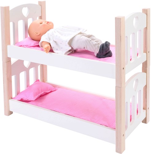 Angel Sports Puppen Etagenbett Holz rosa weiß - Puppenbett Spielzeug