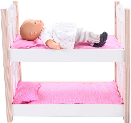 Angel Sports Puppen Etagenbett Holz rosa weiß - Puppenbett Spielzeug-2