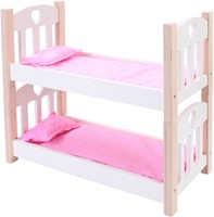 Angel Sports Puppen Etagenbett Holz rosa weiß - Puppenbett Spielzeug-3