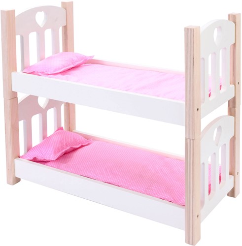 Angel Sports Puppen Etagenbett Holz rosa weiß - Puppenbett Spielzeug-3