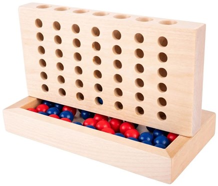 Vier gewinnt Holzspiel strategisches Familienspiel klassisch