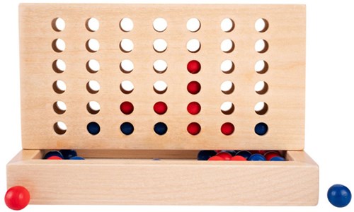 Vier gewinnt Holzspiel strategisches Familienspiel klassisch-2