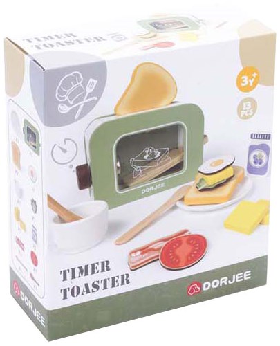 Holz Toaster mit Timer - Spielzeug Frühstücksset für Kinder
