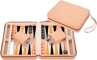 Longfield Games Backgammon Spiel Reiseedition mit Reißverschluss 9 Zoll beige-2