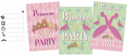 Haza Einladungskarten Prinzessinnen Kinderparty rosa 6 Stück Papier-2