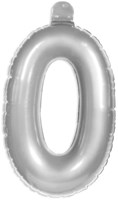 Folat Zahlenballon 0 silber - Partydekoration Geburtstag Jubiläum