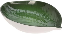 Excellent Houseware Melamin Teller Blattform grün weiß 23x15cm dekorativ