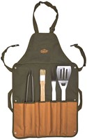 Esschert Design BBQ Schürze mit Grillbesteck - Grillset grün