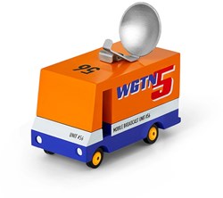 Candylab Holzspielzeugauto - News Van rot orange Bus Spielzeugauto
