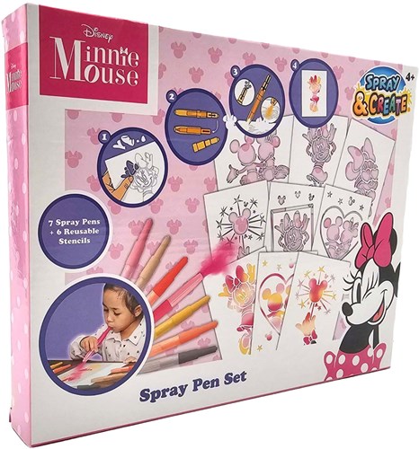 Canenco Minnie Mouse kreative Spray-Stifte Set mit Schablonen rosa-2