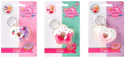 Canenco Lippenbalsam Schlüsselanhänger Donut rosa für Kinder
