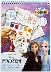 Canenco Frozen Wasserfarben Malbuch mit Pinsel und 24 Ausmalbildern