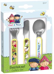 Bambolino Toys Kinderbesteckset Fien & Teun 3-teilig Edelstahl Kleinkindbesteck