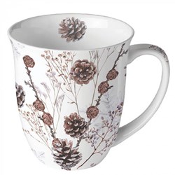 Ambiente Porzellan Tasse 400ml Kaffeetasse Zapfen weiß - große Tasse