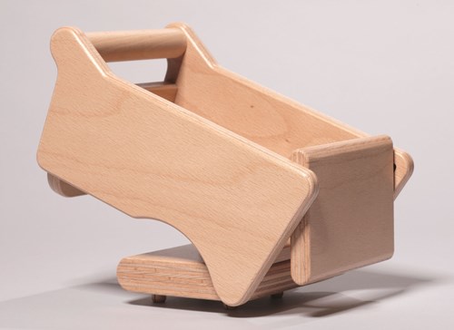 nic Holz Kippwagen Anhänger - Bauspielzeug 22x14,5x14 cm Buchenholz