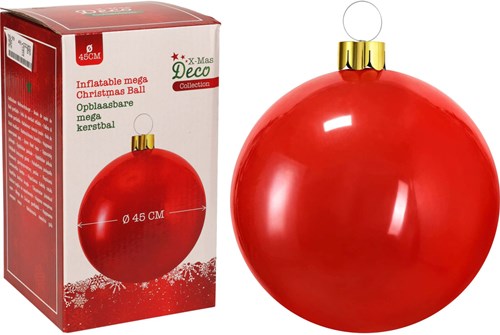 Aufblasbare Weihnachtskugel große Dekoration rot Kunststoff 45 cm