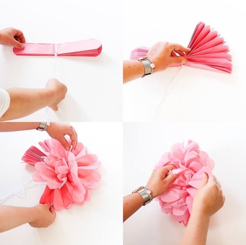 Folat - Pompom Girlande blau 3 Meter Papier Dekoration-2