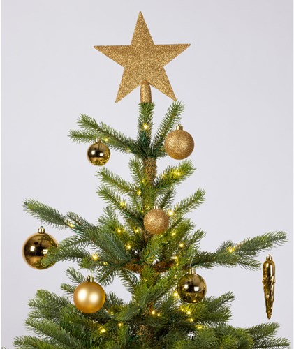 Kunststoff Weihnachtskugeln Set gold Glitzer Mix 33 Stück mit Spitze-2