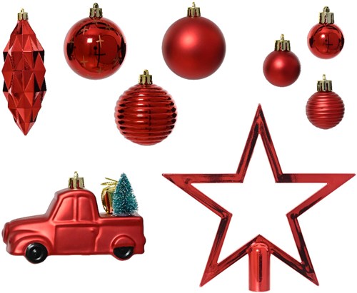 Weihnachtsbaum Dekoration Set rot 67-teilig Polystyrol Mix 6cm-2