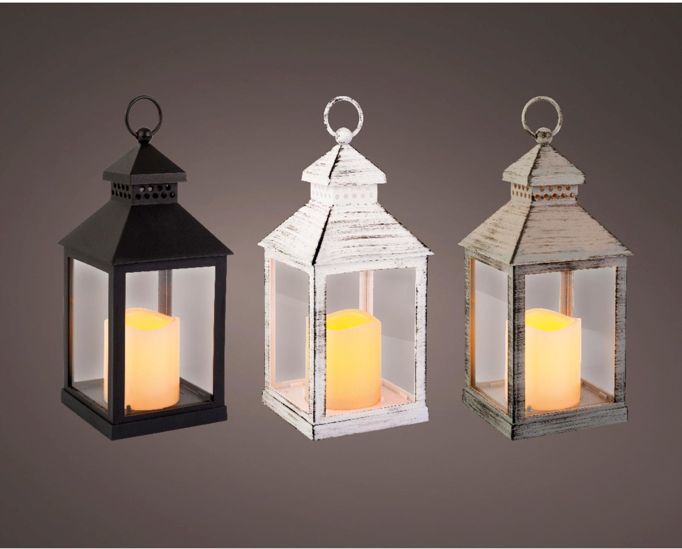 LED Laterne Stimmungslicht schwarz Kunststoff mit Flammeneffekt 22,5 cm Planet Happy DE
