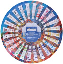Acrylfarbe Set 25 Farben mit Mischpalette - Hobbyfarbe - 12 ml Tuben