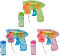 Edco Seifenblasenpistole Spielzeug mit Licht und Seifenblasenflüssigkeit 60 ml