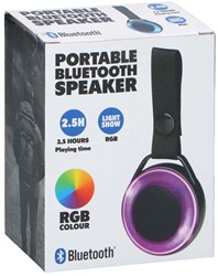Edco Bluetooth-Lautsprecher tragbar mit Beleuchtung und Tragegurt schwarz