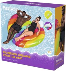 Bestway aufblasbare Poolinsel Regenbogen Herz 164cm Schwimmspielzeug