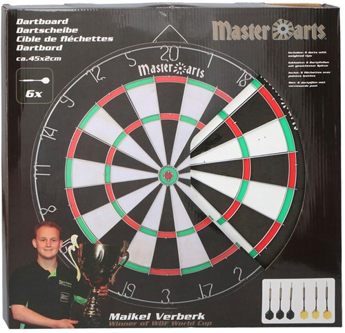 Dartboard 45 cm mit 6 Dartpfeilen - klassisches Dartspiel für Kinder